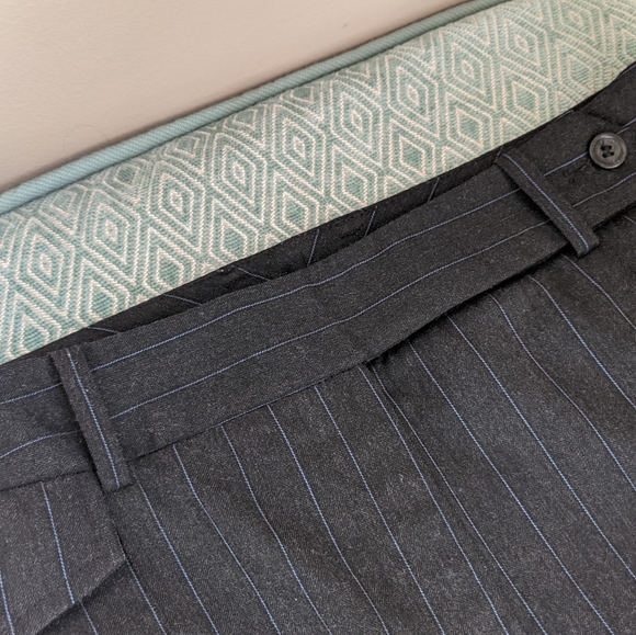 Ann Taylor Dark Gray w/ Blue Pinstripe Dress Pants - Picture 3 of 14